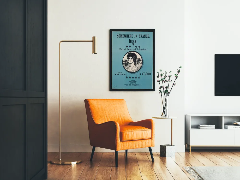 Affiche vintage Somewhere France, Dear - Décoration murale patriotique