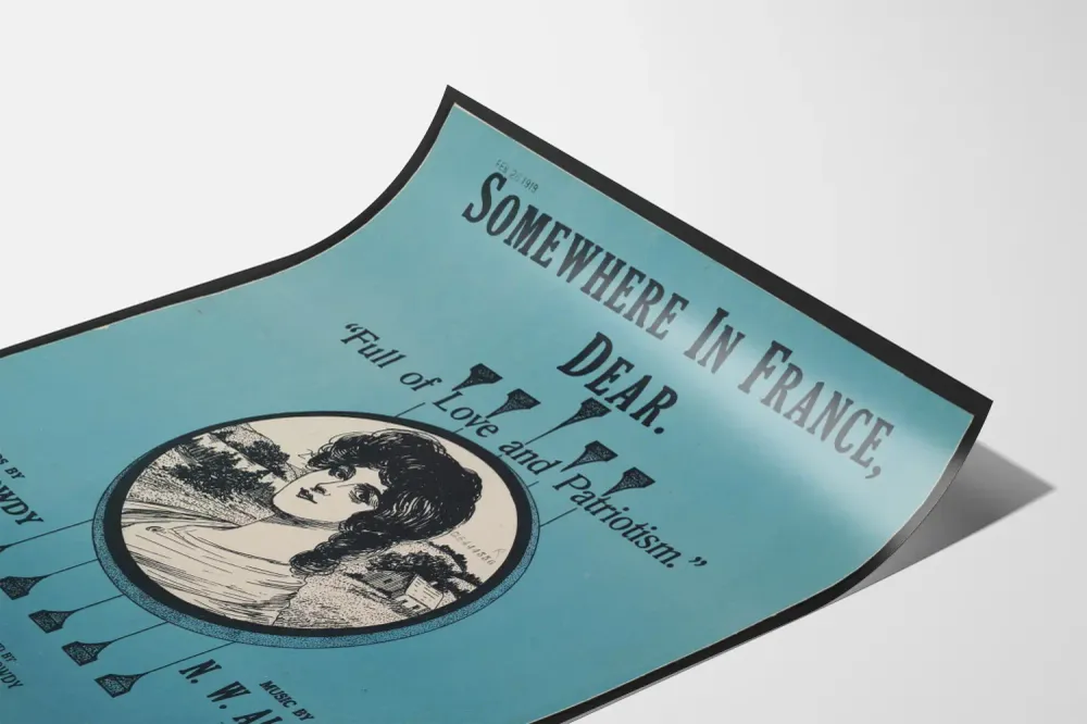 Affiche vintage Somewhere France, Dear - Décoration murale patriotique