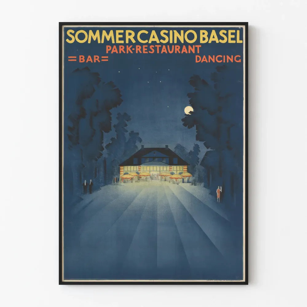 Affiche Vintage Sommercasino Basel Ambiance Nocturne