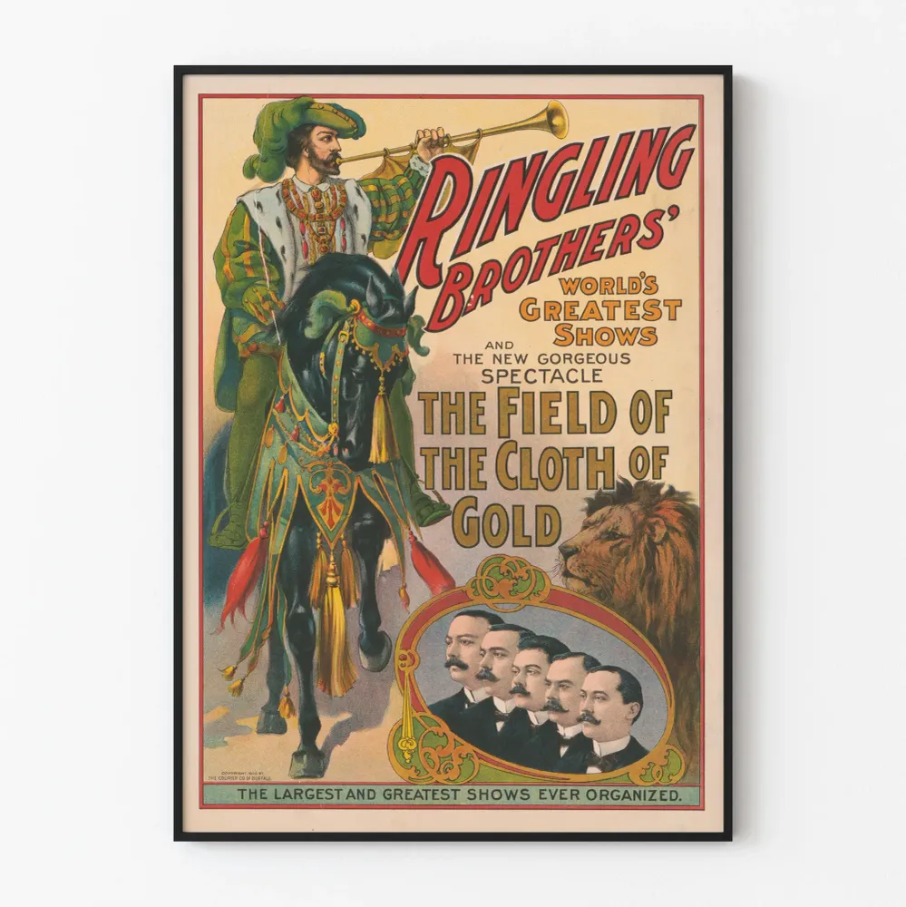 Affiche Vintage Spectacle Field Cloth Gold Ringling Brothers