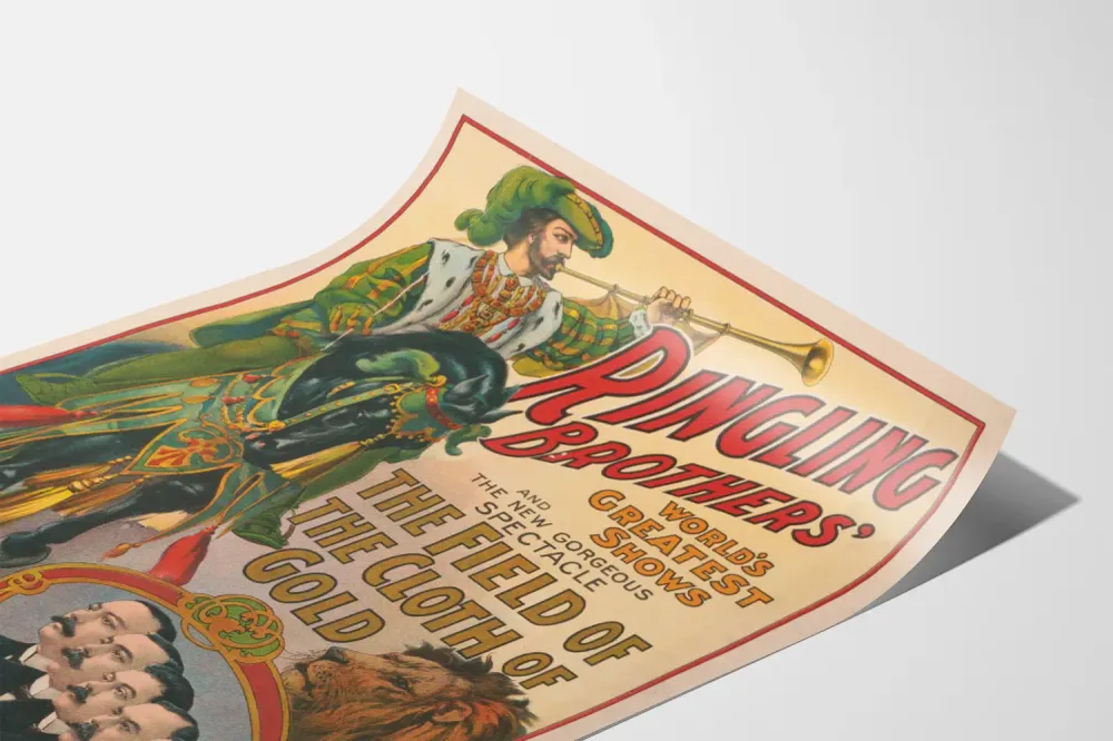 Affiche Vintage Spectacle Field Cloth Gold Ringling Brothers