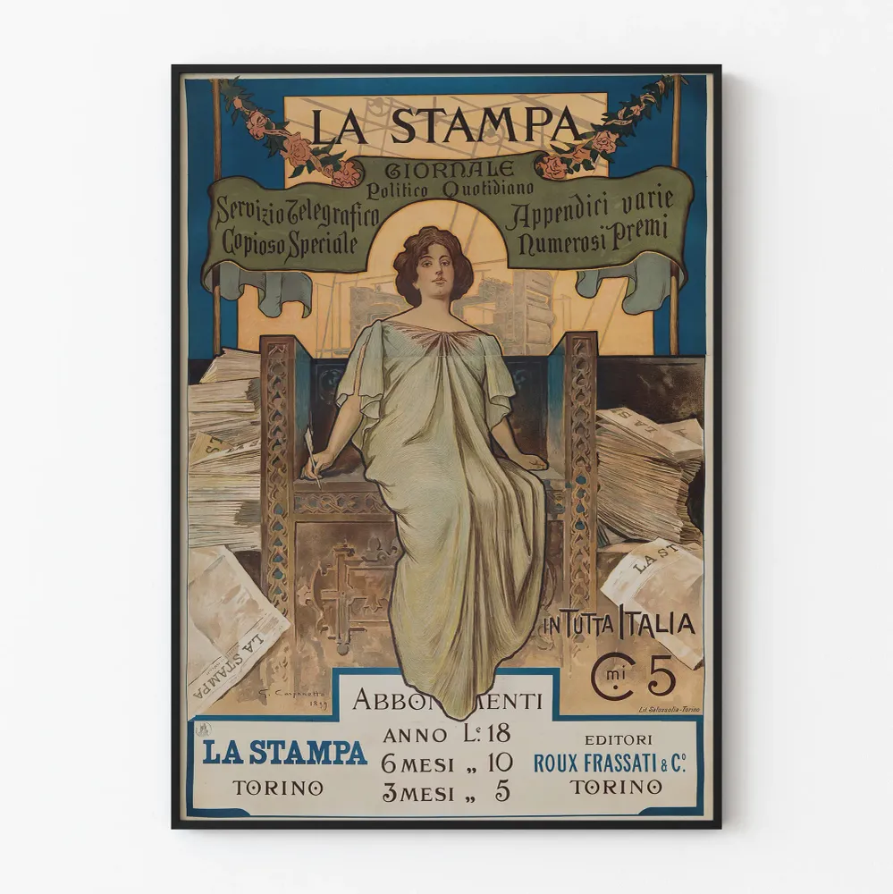 Affiche vintage La Stampa journal politique italien