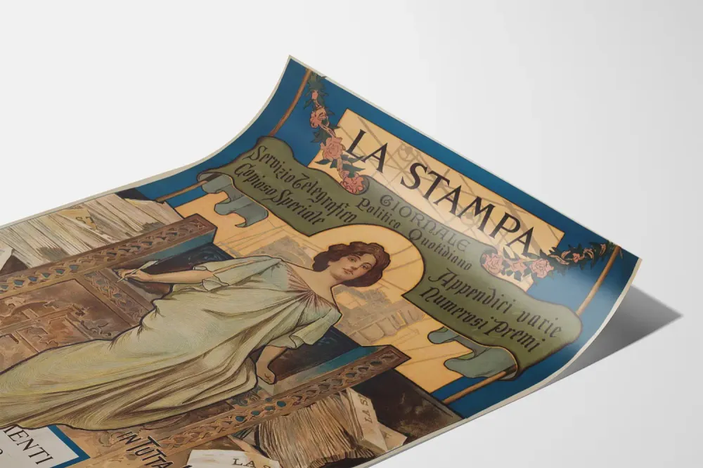 Affiche vintage La Stampa journal politique italien