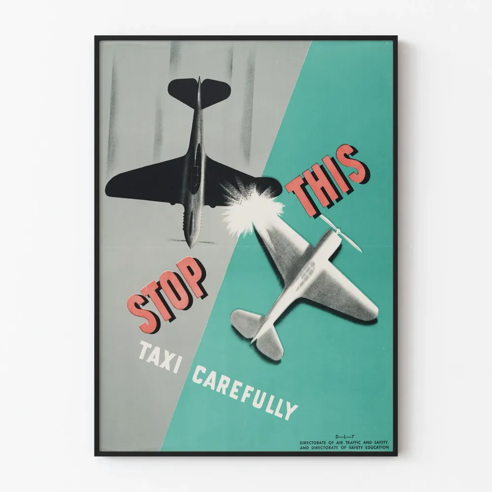 Affiche Vintage Stop This Taxi Carefully - Décoration Murale Avions