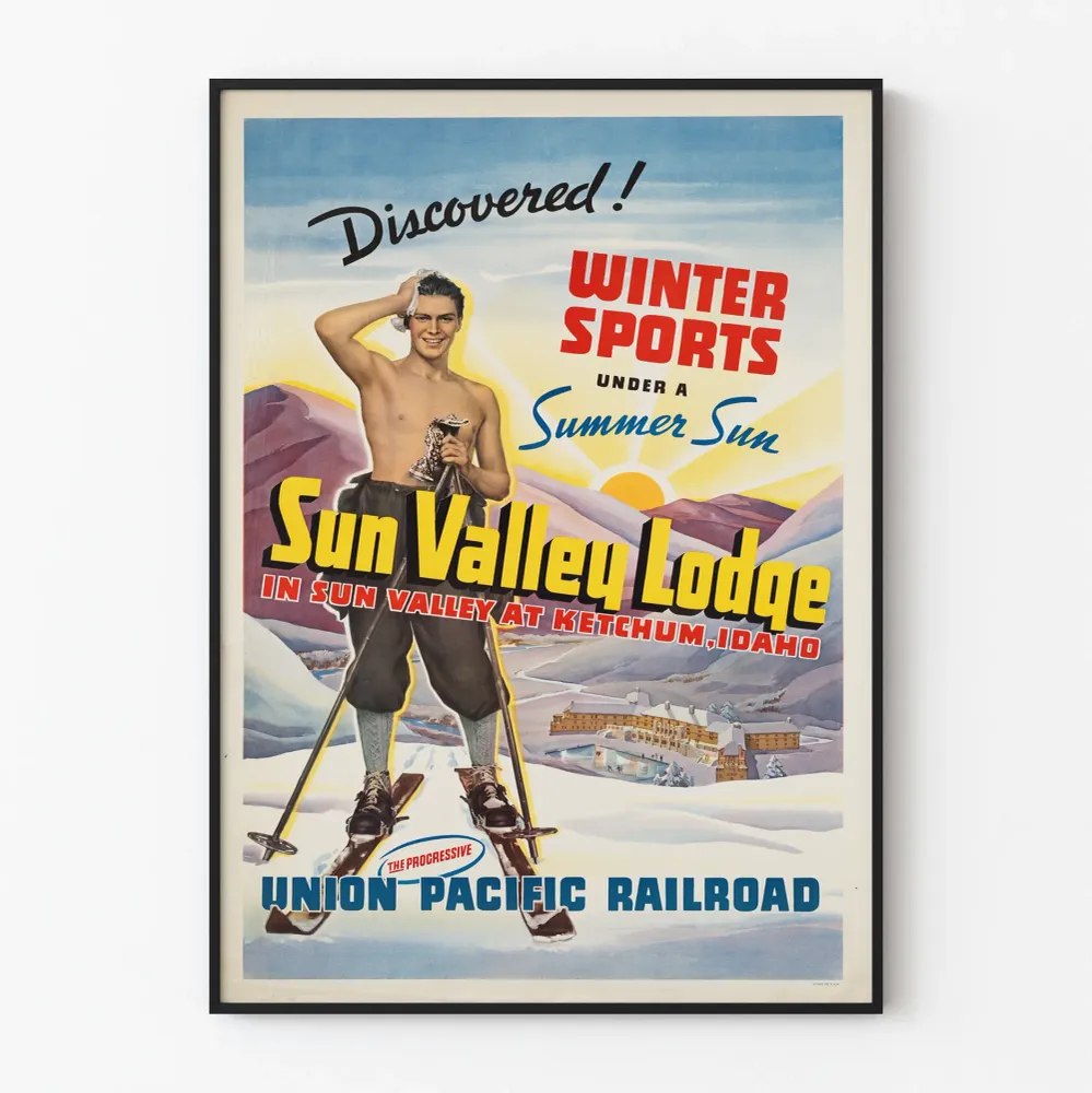 Affiche Vintage Sun Valley Lodge Sports d'Hiver sous Soleil d'Été