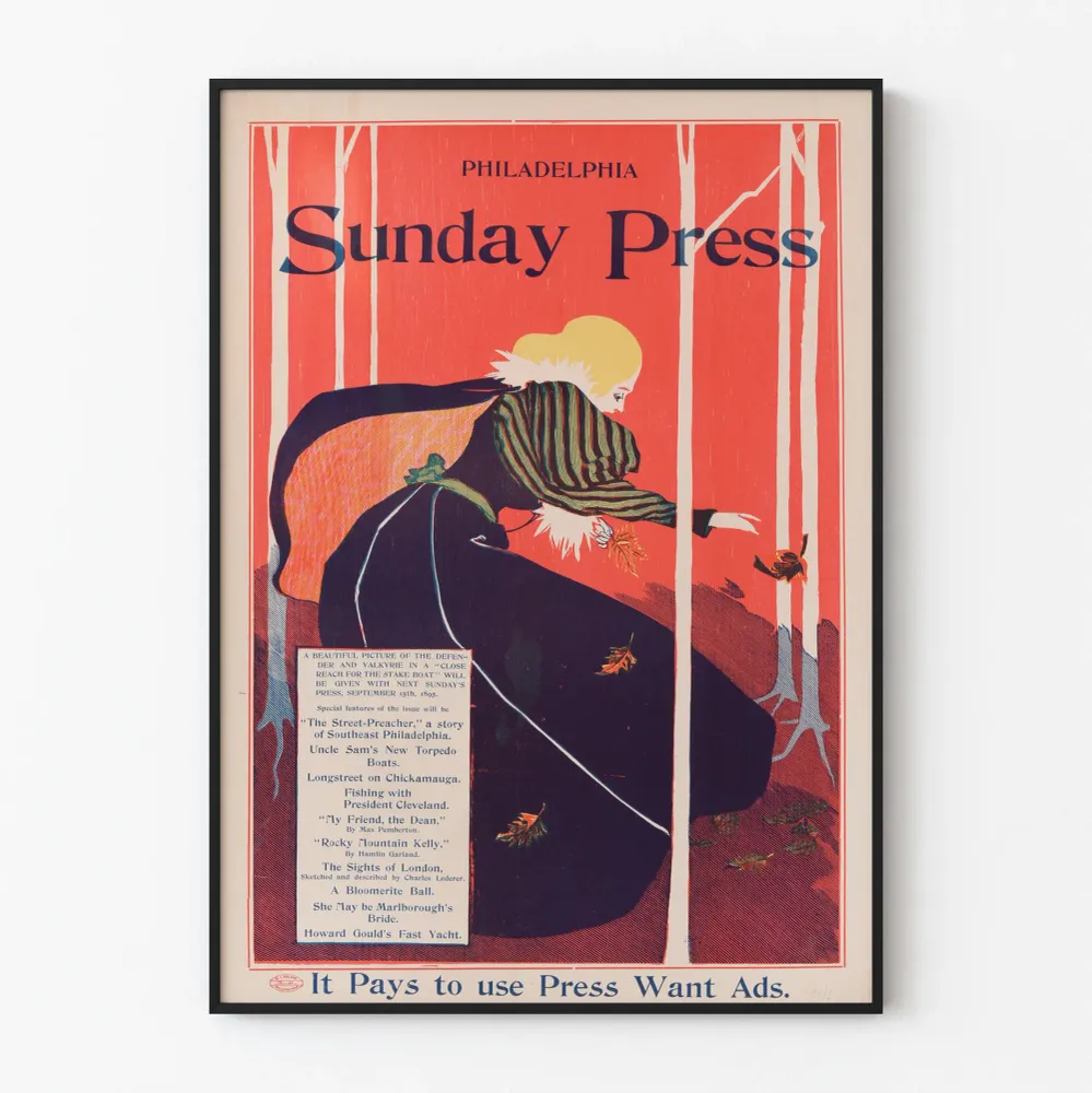 Affiche vintage Sunday Press Philadelphia