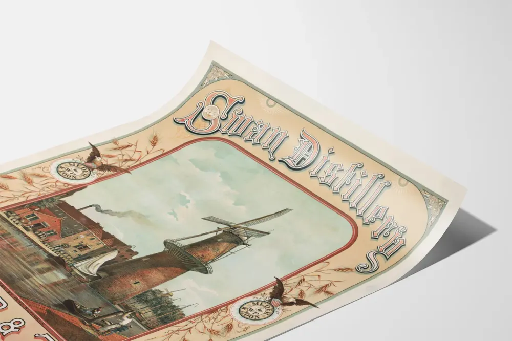 Affiche vintage Swan Distillery J.J. Meder & Zoon Schiedam