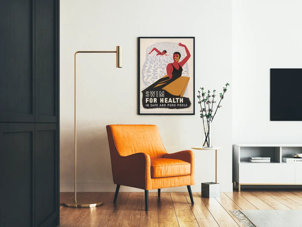 Affiche vintage Swim Health - Décoration murale piscine et bien-être
