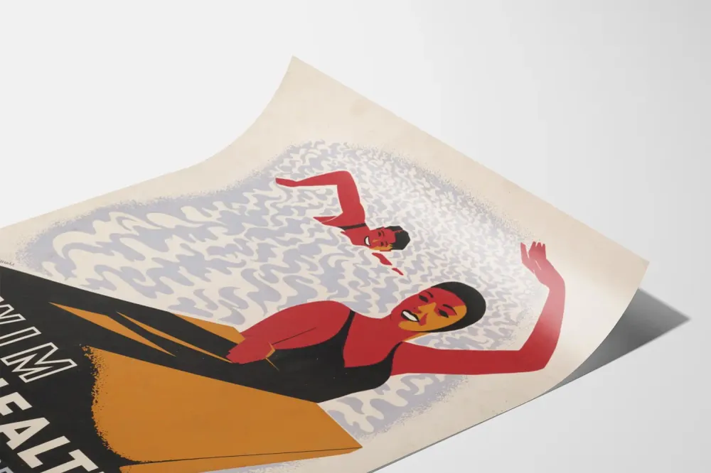 Affiche vintage Swim Health - Décoration murale piscine et bien-être