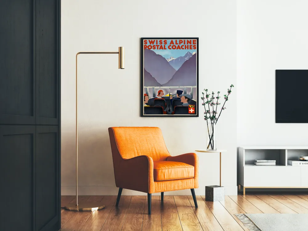 Affiche vintage Swiss Alpine Postal Coaches pour décoration murale