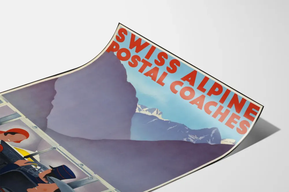 Affiche vintage Swiss Alpine Postal Coaches pour décoration murale