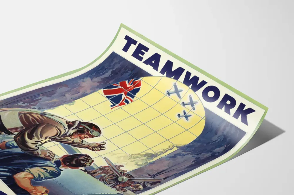 Affiche vintage TEAMWORK Thanks Pal - Décoration murale aviation rétro