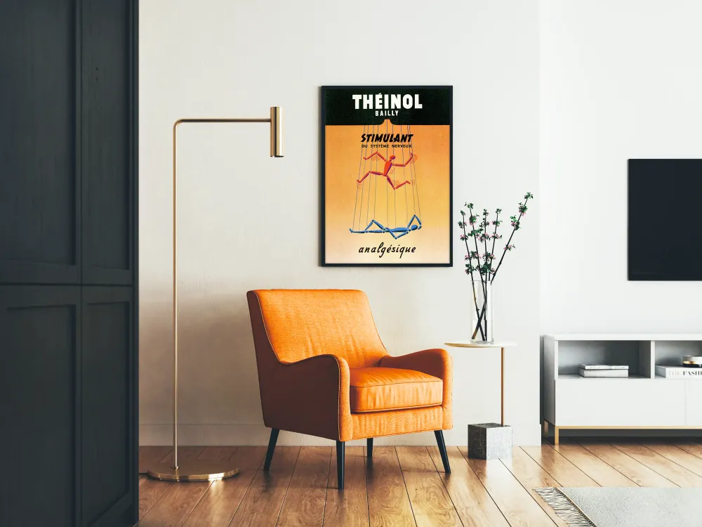 Affiche vintage Théinol Stimulant et Analgésique pour Décoration Murale