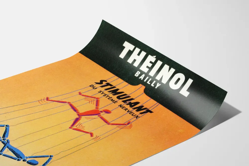 Affiche vintage Théinol Stimulant et Analgésique pour Décoration Murale