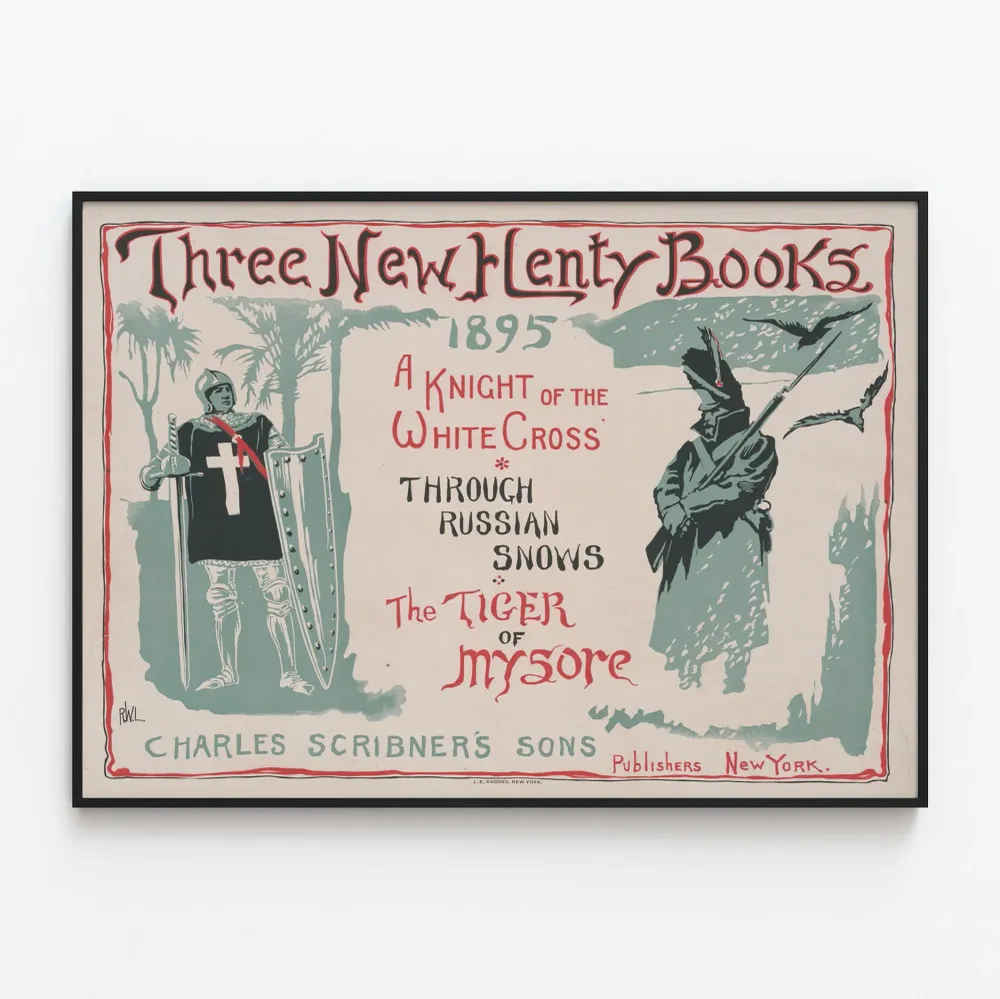 Affiche vintage Three New Henty Books 1895 décoration murale