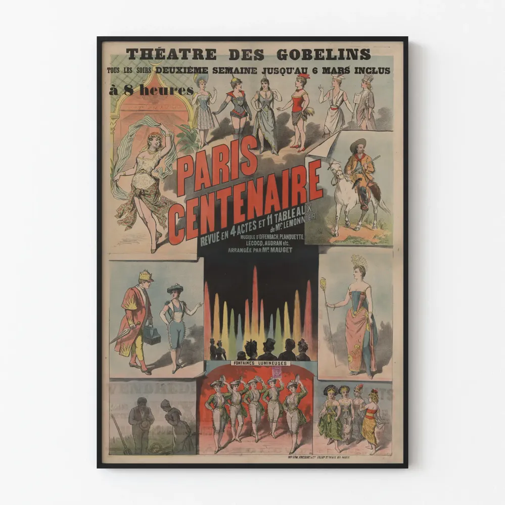 Affiche vintage Théâtre des Gobelins Paris Centenaire Revue