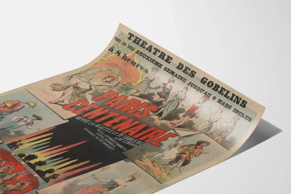 Affiche vintage Théâtre des Gobelins Paris Centenaire Revue