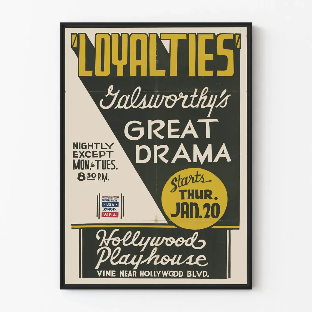 Affiche vintage théâtre 'Loyalties' Galsworthy great drama