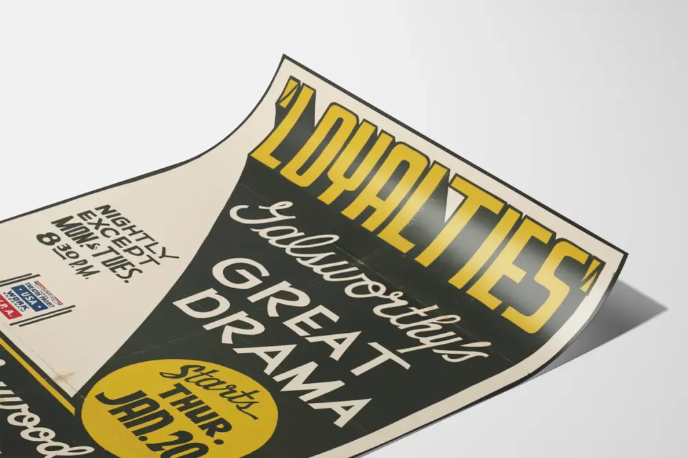 Affiche vintage théâtre 'Loyalties' Galsworthy great drama
