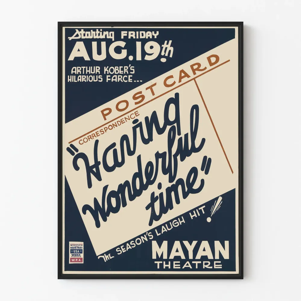Affiche vintage théâtre Mayan 'Having Wonderful Time' - Décoration murale rétro