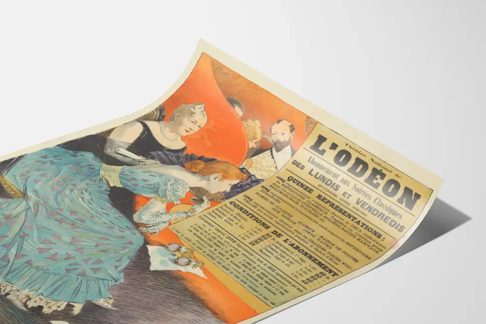 Affiche vintage Théâtre National de l'Odéon - Abonnement Soirées Classiques 1890-1891