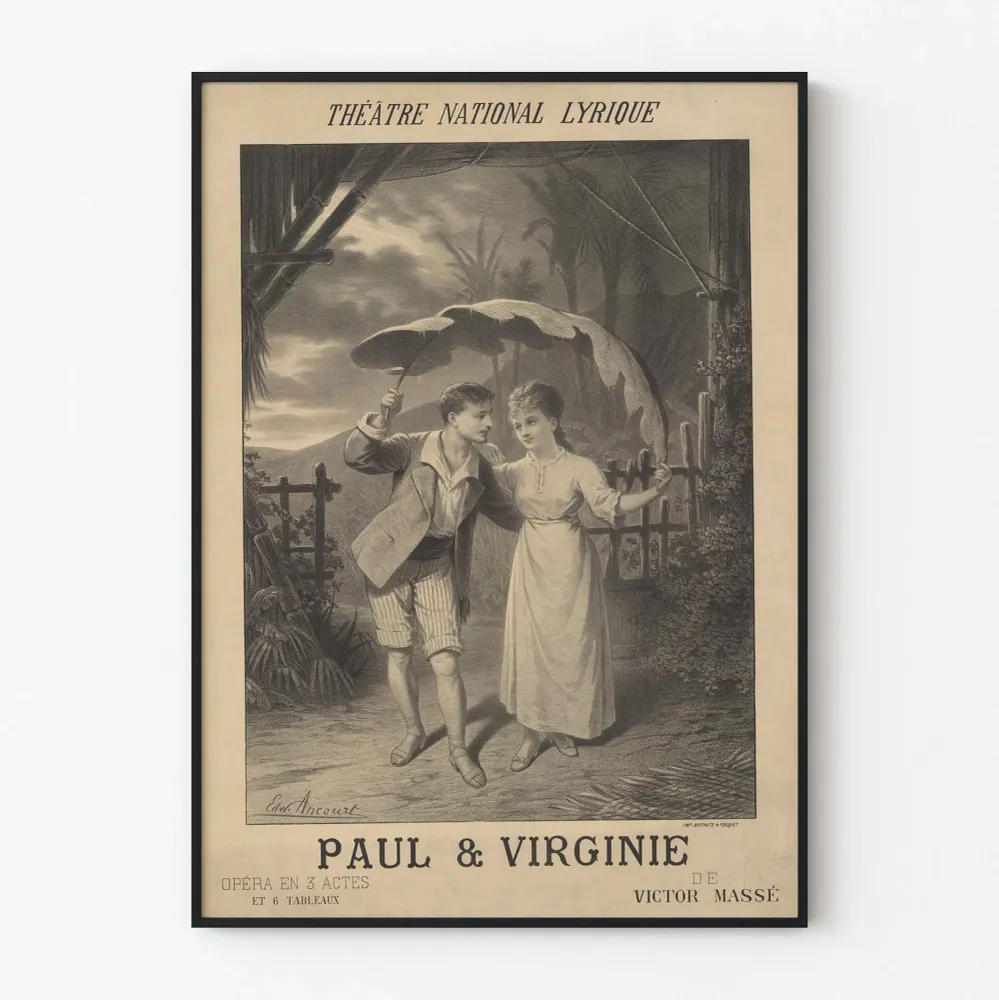 Affiche vintage Théâtre National Lyrique Paul & Virginie Décorative
