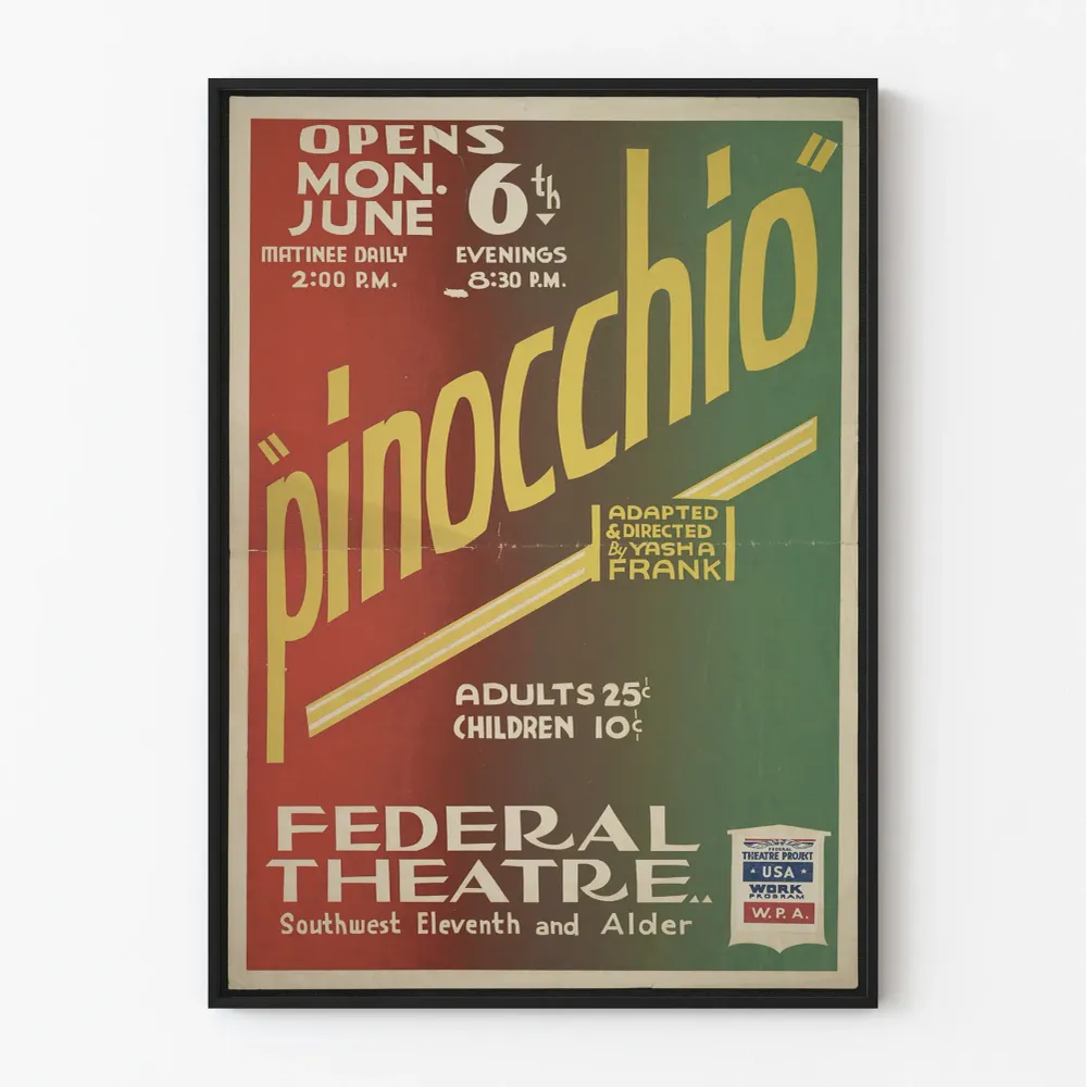 Affiche vintage théâtre Pinocchio