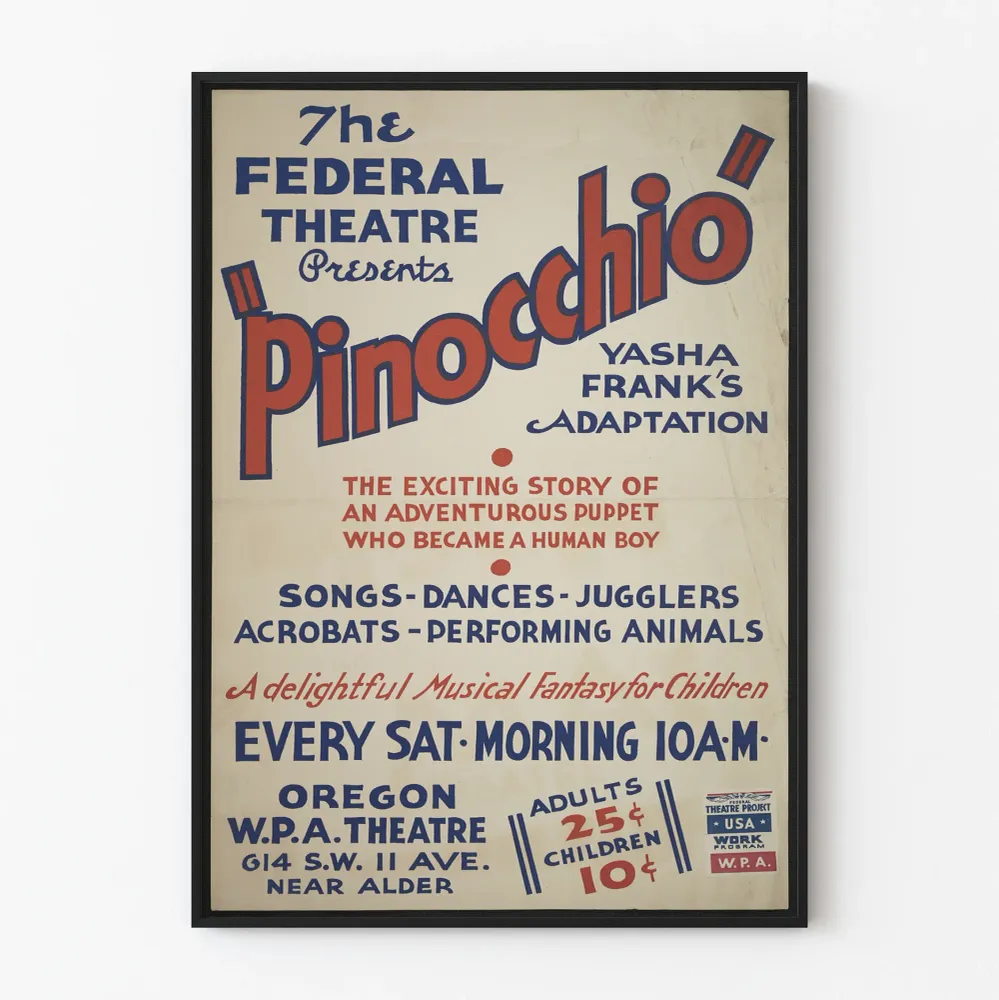 Affiche vintage théâtre Pinocchio Federal Theatre