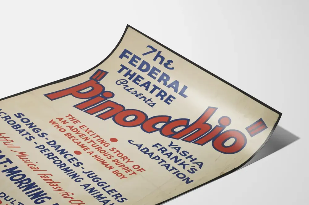 Affiche vintage théâtre Pinocchio Federal Theatre