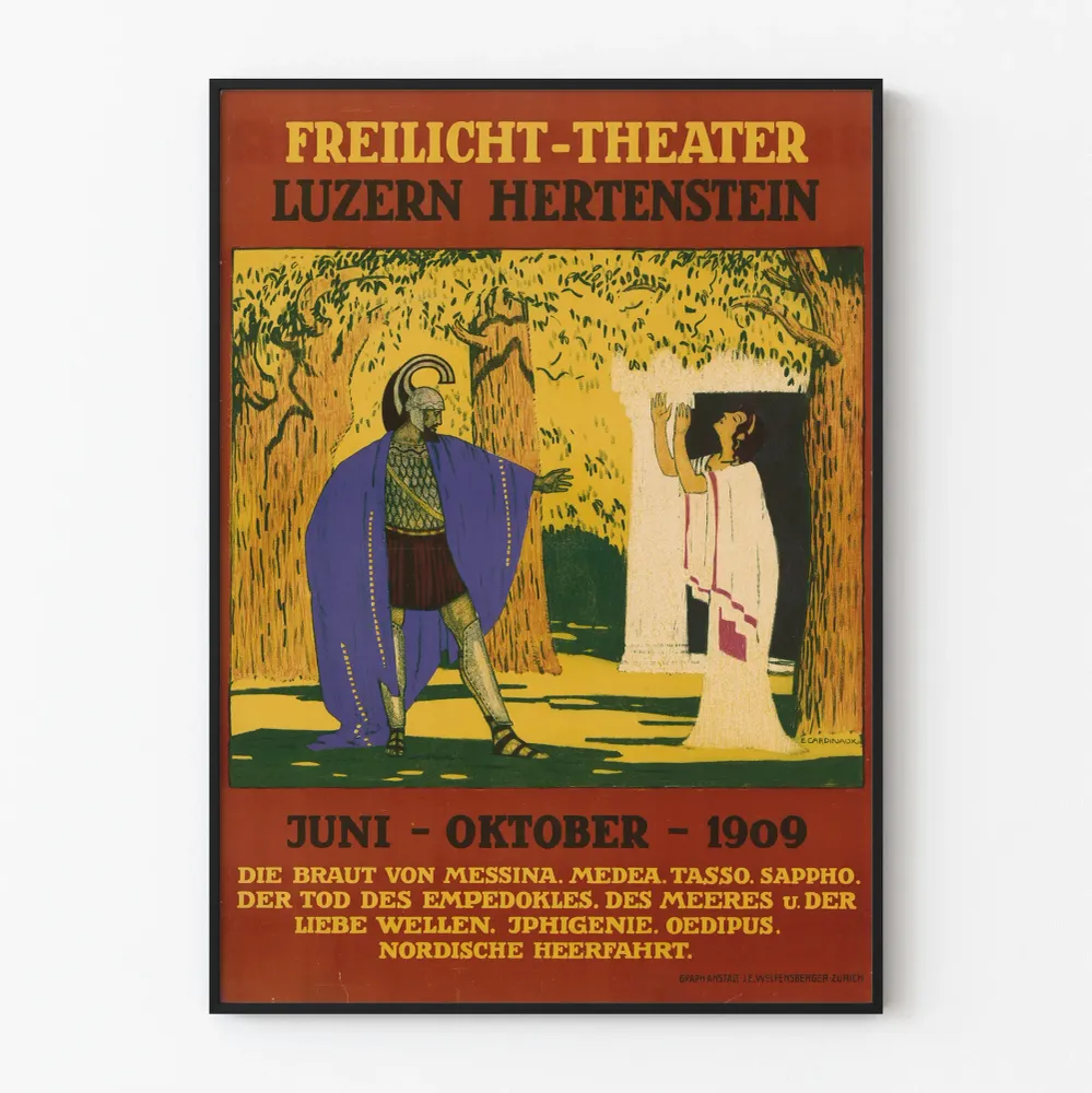 Affiche vintage Théâtre en Plein Air Luzern Hertenstein 1909