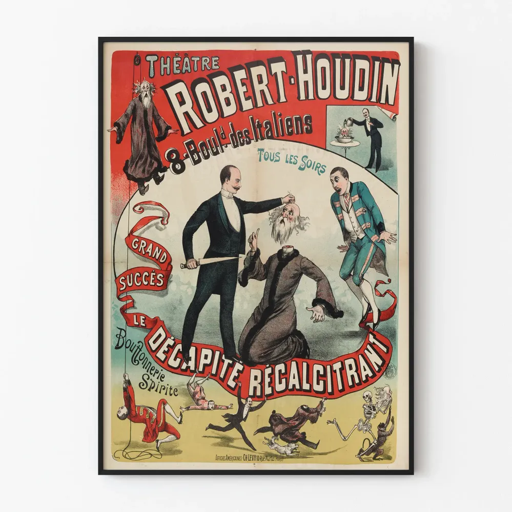 Affiche vintage Théâtre Robert-Houdin Décapité Récalcitrant