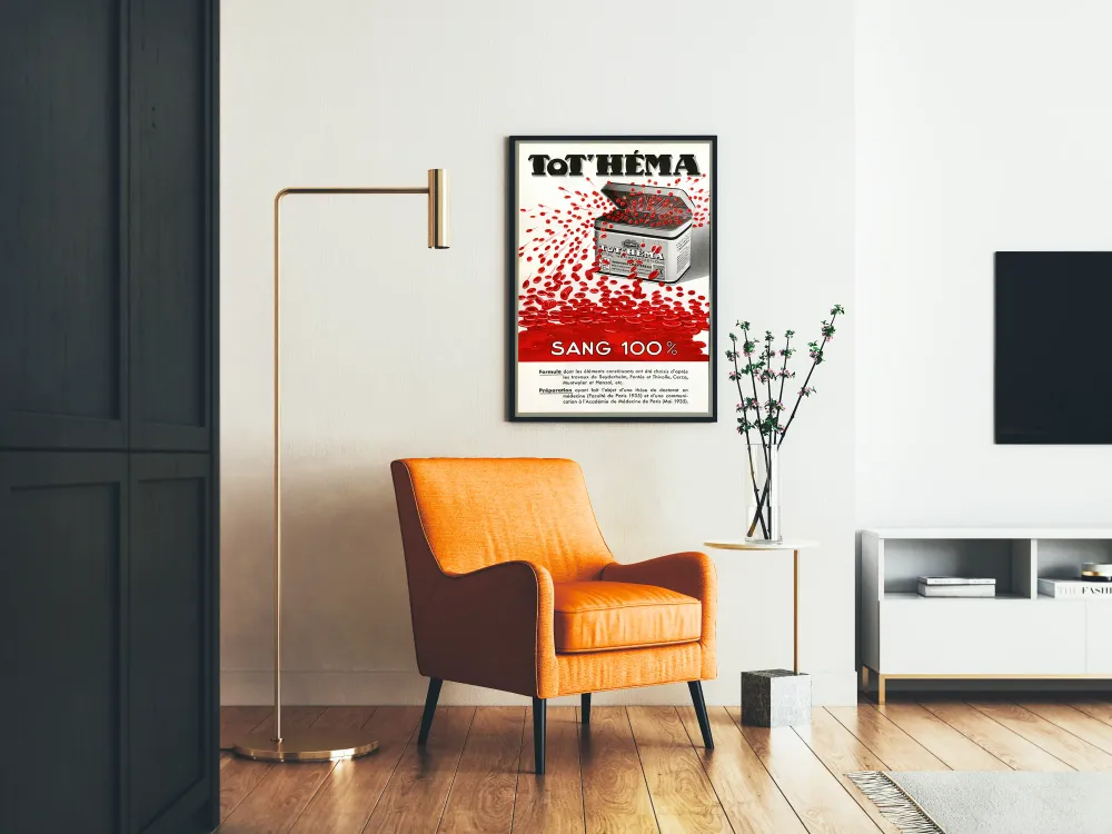 Affiche vintage Tot'Héma Sang 100% pour décoration murale