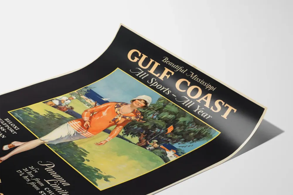 Affiche Vintage Touristique Gulf Coast Mississippi - Décoration Murale Sportive