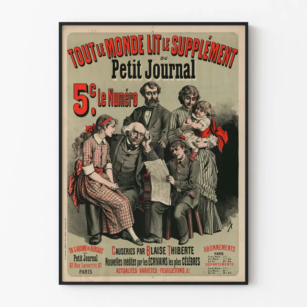 Affiche Vintage Tout le Monde Lit le Supplément du Petit Journal