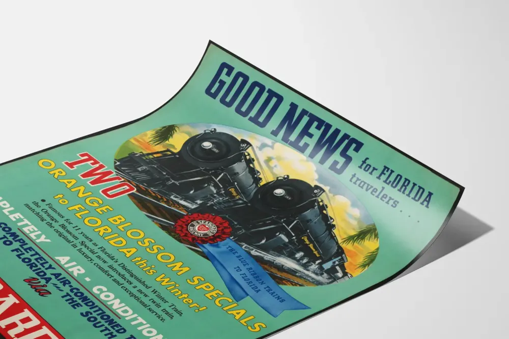 Affiche Vintage Train Orange Blossom Specials en Floride