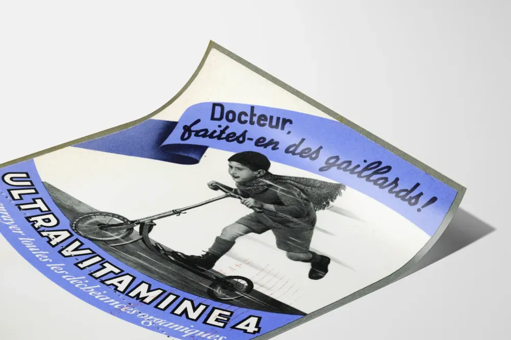 Affiche vintage ultravitamine 4 décoration murale enfant dynamique