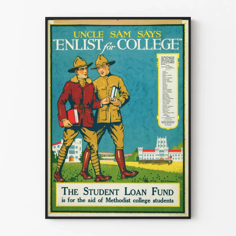 Affiche vintage Uncle Sam Student Loan Fund pour étudiants