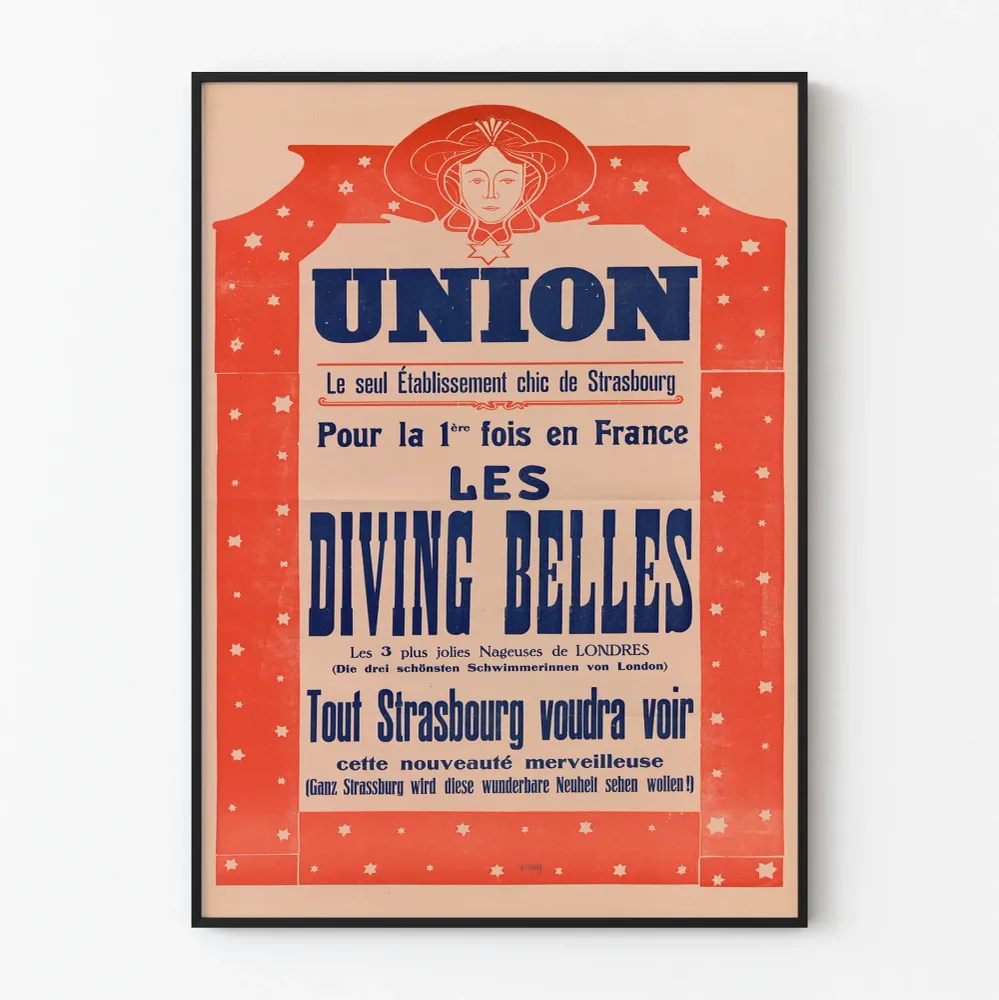 Affiche vintage Union - Les Diving Belles à Strasbourg