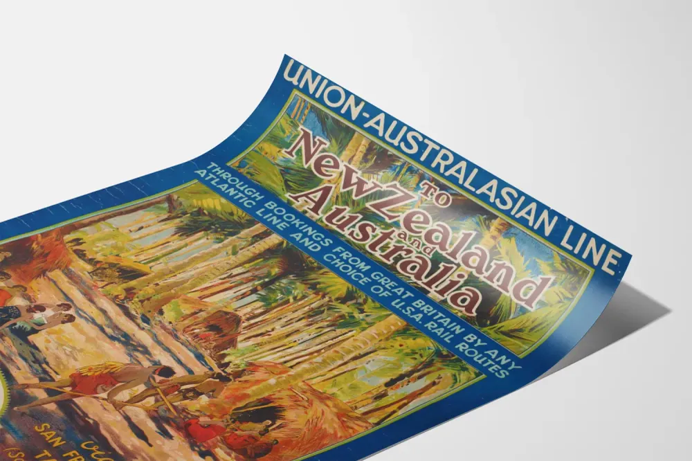 Affiche Vintage Union-Australasian Line vers Nouvelle-Zélande et Australie
