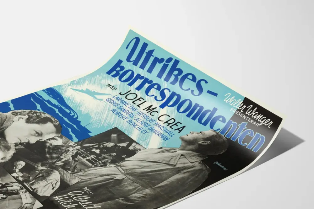 Affiche vintage Utrikeskorrespondenten - décoration murale cinéma Alfred Hitchcock