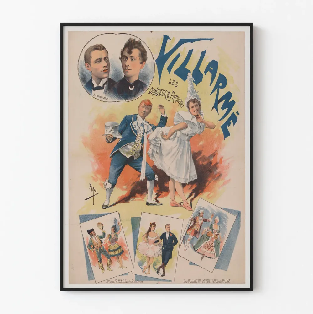 Affiche vintage Villarmé Les Danseurs Parisiens pour décoration murale