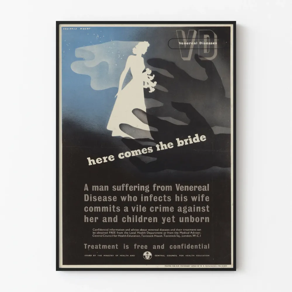 Affiche vintage Vénériennes Here Comes Bride