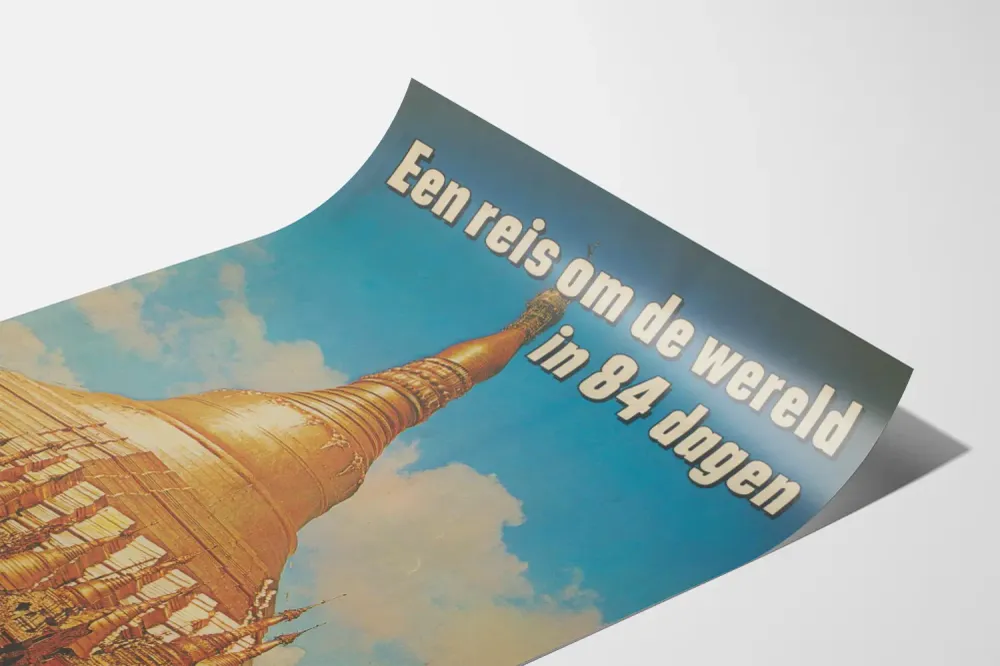 Affiche Vintage Voyage en 84 Jours avec Photos 3D Shell