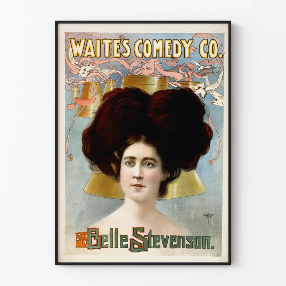 Affiche Vintage Waite's Comedy Co. Belle Stevenson - Décoration Murale Rétro