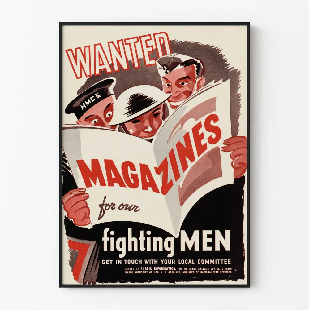 Affiche Vintage Wanted Magazines Our Fighting Men