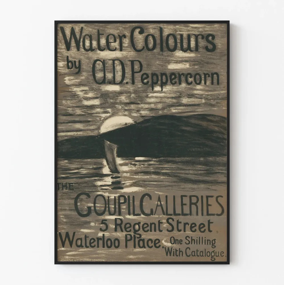 Affiche vintage Water Colours par .D. Peppercorn pour Goupil Galleries