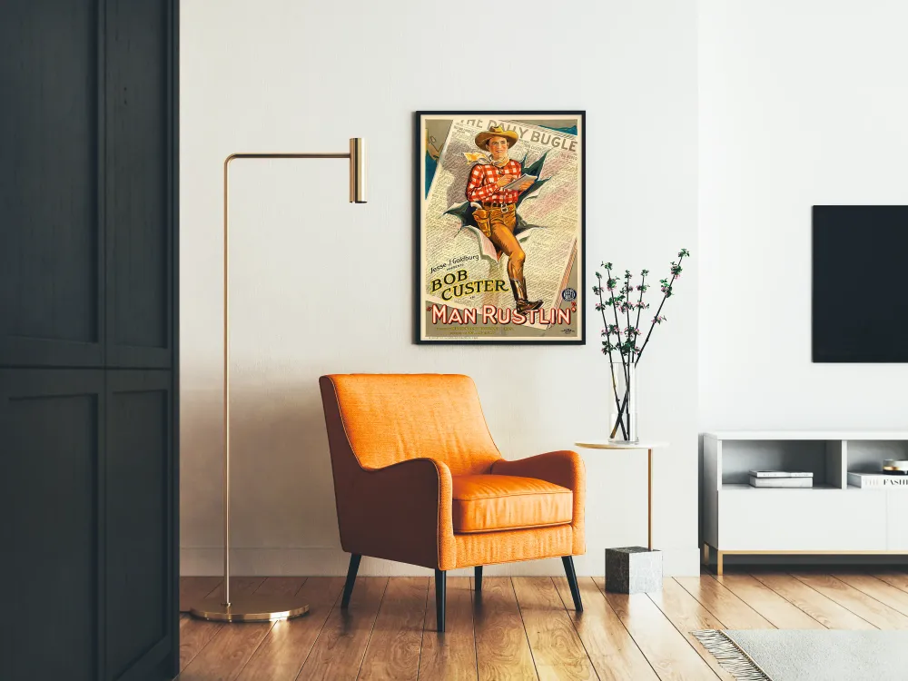 Affiche Vintage Western Bob Custer Man Rustlin