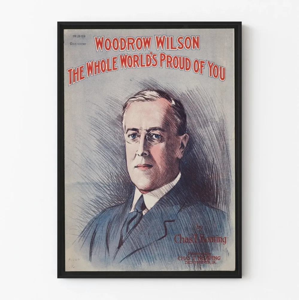 Affiche vintage Woodrow Wilson portrait et hommage