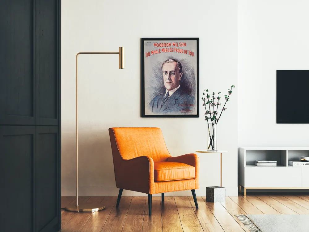 Affiche vintage Woodrow Wilson portrait et hommage