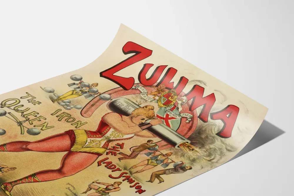 Affiche Vintage Zulima Reine de Fer - Strongwoman Anglaise